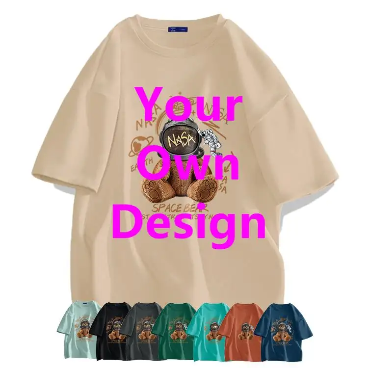 Effen Unisex Bruin Getailleerd Vintage Grijs Dik Blauw Geel Zeefdruk Dames Groothandel Herfst Katoenen Blanco T-Shirts