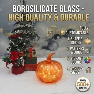 Lámpara LED de Vidrio con Forma de Conejo Calabaza, Luz Ambiental Decorativa para Halloween, Acción de Gracias, Navidad, Adorno Artesanal - Product Image 2