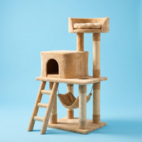Tour d'escalade pour chat Happy Pet, 2 niveaux, hauteur réglable, griffoir en sisal, design durable, idéal pour que les chats jouent et s'agrippent aux barreaux.