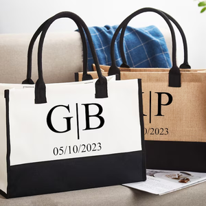 Sac de plage en toile surdimensionné avec logo personnalisé, sac fourre-tout en toile personnalisé, sac de plage, sacs fourre-tout en jute pour femmes - Product Image 4