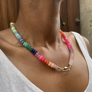 Nouvelle Chaîne de Clavicule en Acier Inoxydable avec Pierre Naturelle Arc-en-ciel, Design Élégant, pour Vacances à la <span class=keywords><strong>Plage</strong></span>, Tendance Femme - Product Image 2