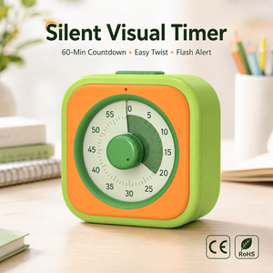 Timer Visivo Personalizzato con Conto alla Rovescia 60 Minuti, Silenzioso con Manopola, Timer per la Concentrazione dei Bambini, Gestione del Tempo di Studio, OEM per Aula - Product Image 1