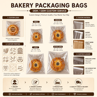 Sacs de boulangerie transparents OPP auto-adhésifs en BOPP pour pain, bagels, beignets, pâtisseries, gâteaux faits maison, produits de boulangerie-café