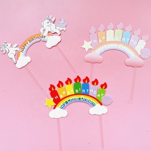Adorno de pastel de <span class=keywords><strong>unicornio</strong></span> de acrílico de tamaño personalizable para fiesta temática suministro de decoración de pasteles - Product Image 4