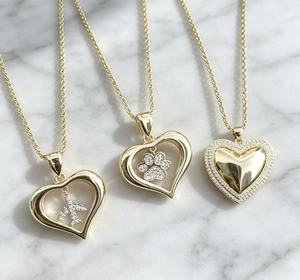 18K Gold Plated Hollow Heart Pendant Necklace 3 Styles Airplane Paw Print Solid CZ Heart Charm Twist <b>Rope</b> <b>Chain</b> Women Fashion Je - Product Image 3
