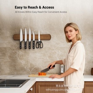Support mural magnétique en bois pour couteaux, rangement d'outils en bois massif pour l'organisation de la cuisine et de l'atelier - Product Image 2