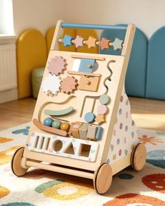 Centre d'activités Montessori en bois pour enfants, trotteur d'équilibre, chariot à pousser, jouets pour bébés de 0 à 3 ans, charge maximale 10 kg - Product Image 1