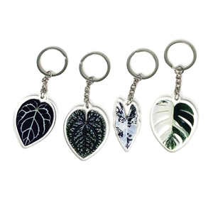 Tropical Plants Acrylic Keychains, Alocasia Leaf Design Acrylic Keychain