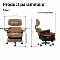 Chaise de bureau haut de gamme en cuir véritable, inclinable électriquement, chaise de direction confortable à dossier haut avec repose-pieds en aluminium