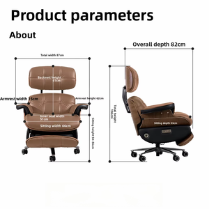 <span class=keywords><strong>Silla</strong></span> de <span class=keywords><strong>Oficina</strong></span> Ejecutiva de Alta Gama, Reclinable Eléctrica, de Cuero Genuino, Cómoda, con Respaldo Alto y Reposapiés de Aluminio - Product Image 4