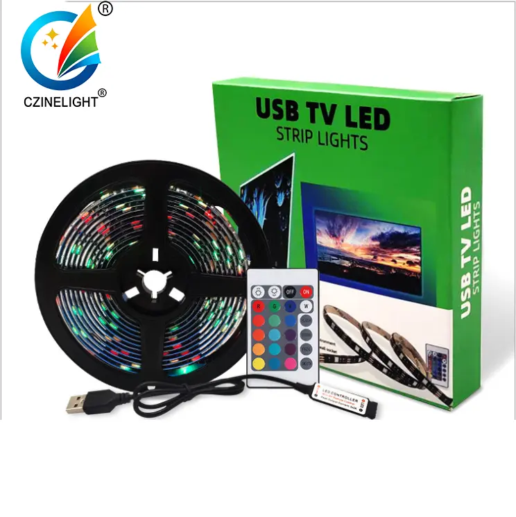 Czinelight Kwaliteit 30Leds/M Tv Led Strip 5V Usb Led Strip 5050 Tv Backlight Rgb Led Strip plakband IP20 IP65