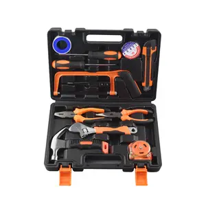 13 Pcs Hard Case Packaged Hand Tools Box Set Includes Screwdriver Hammer Wrench Household Repair Includes Combination Tool