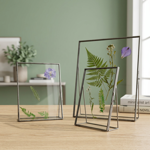 Custom Size <b>Black</b> Finished Brass <b>Frame</b> Clear Glass Tabletop Decorative <b>Photo</b> Holder Modern Square Multipurpose <b>Photo</b> Usage <b>Frame</b> - Product Image 1