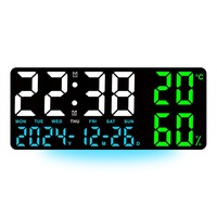 Reloj de Pared Digital Eléctrico Huayang con Temperatura y Fecha, Reloj Despertador Moderno con Pantalla Grande para Sala de Estar y Personas Mayores