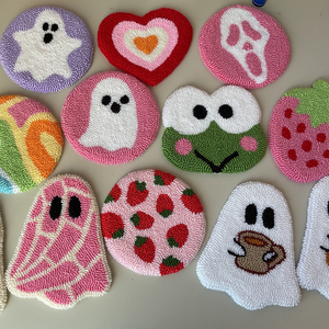 <span class=keywords><strong>Decorazioni</strong></span> <span class=keywords><strong>di</strong></span> <span class=keywords><strong>Halloween</strong></span> fatto a mano fantasma modello <span class=keywords><strong>di</strong></span> zucca artigianato tappeto da tavolo Punch ago sottobicchiere - Product Image 1