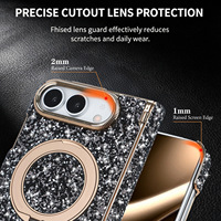 Étui de protection antichute pour iPhone avec support magnétique double axe et double flash diamanté pour écran pliable Apple