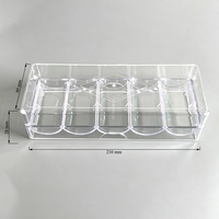 Plateau à jetons de poker en acrylique transparent avec couvercle, 5 compartiments, boîte de rangement pour jetons de casino pour le jeu de Texas Hold'em, personnalisable OEM, vente en gros JSM JSM-C01