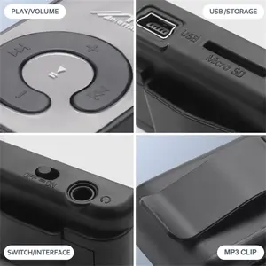 Reproductor MP3 Portátil Mini con Clip USB, Reproductor de Música Metálico Resistente con Sonido HiFi, Compatible con Tarjetas Micro SD y TF - Product Image 6