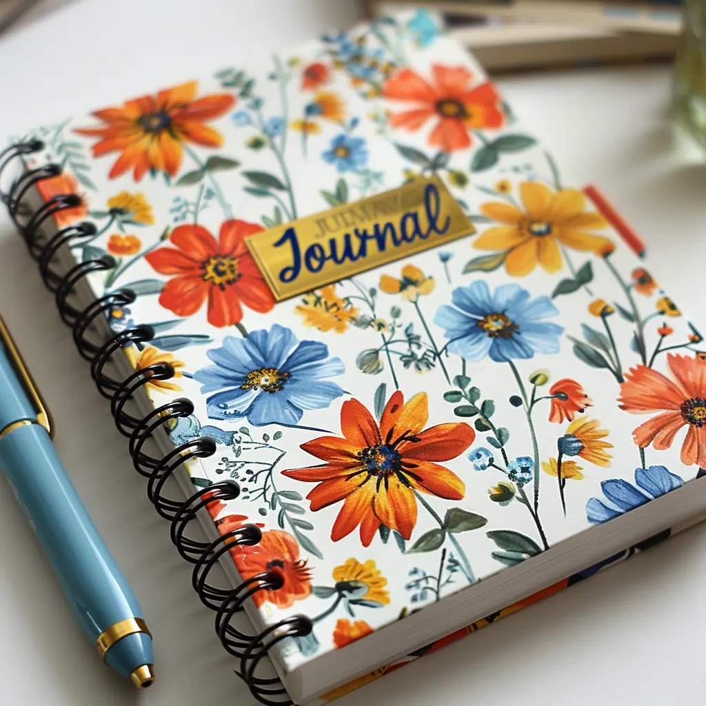Cuaderno en espiral con diseño de flores Kawaii para niños