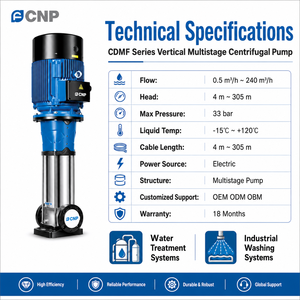 Pompe centrifuge multicellulaire verticale à moteur IP55 Tefc série CNP <span class=keywords><strong>CDMF</strong></span> à 2 pôles pour systèmes d'approvisionnement en eau de lutte contre l'incendie - Product Image 4