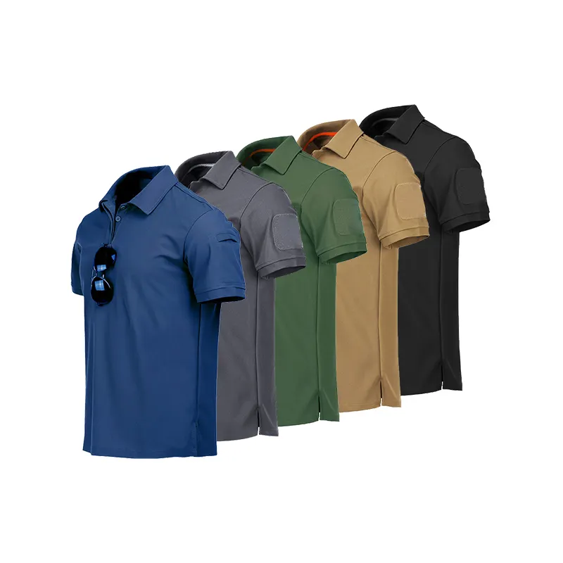 High Quality Men's Short Sleeve Blank Navy Color T Shirt Cargo Tactical Shirt Pullover T-shirt Custom Polo Shirt
