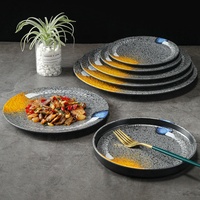 100% Vaisselle en mélamine Logo personnalisé Oem Plats en plastique de restaurant haut de gamme en vrac Assiettes plates en mélamine