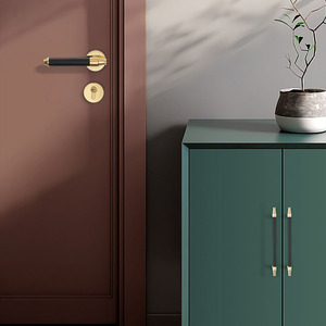 EADER-American Leather Door Handle Indoor Bedroom Door Lock Quiet Magnetic Retro Light Luxury High-end Simple Room Door Lock