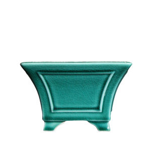 Pot à Bonsaï en Céramique Carré Rectangulaire, Glaçure Verte, Style Chinois Classique - Product Image 5