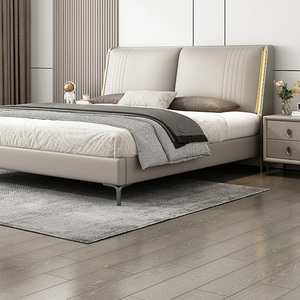 2024 populaire minimaliste cadre en bois lit queen avec matelas ensemble de meubles de chambre à coucher - Product Image 1