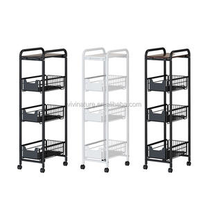 Chariot de rangement, chariot roulant de cuisine avec tiroir en fil métallique - Product Image 1
