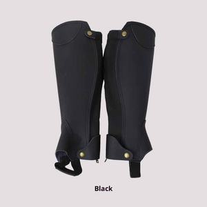 Protections de jambe équestres en cuir synthétique microfibre respirant à fermeture boutonnée haute, confortables pour l'équitation - Product Image 5