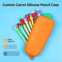 Étui à crayons en silicone personnalisé en forme de carotte 3D, organiseur de papeterie en silicone souple pour enfants, cadeau pour l'école
