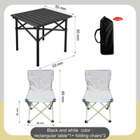 Ensemble de table et chaises pliantes d'extérieur 3 pièces, table de camping portable en aluminium