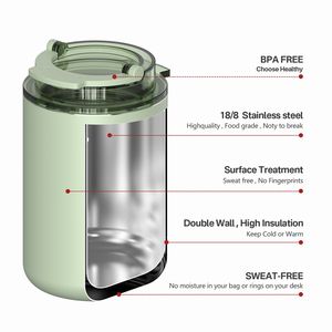 Gobelet isotherme en acier inoxydable ANSHENG, tasse à café à double paroi sous vide avec couvercle - Product Image 2