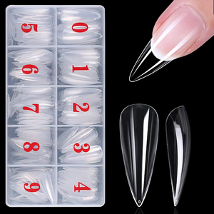 500 cái/hộp Hỗn Hợp Kích Thước Trong Suốt Acrylic Stiletto Nail Mẹo Pháp Phong Cách Tự Làm Móng Tay Mở Rộng Công Cụ Với Giả Ép Móng Tay - Product Image 5