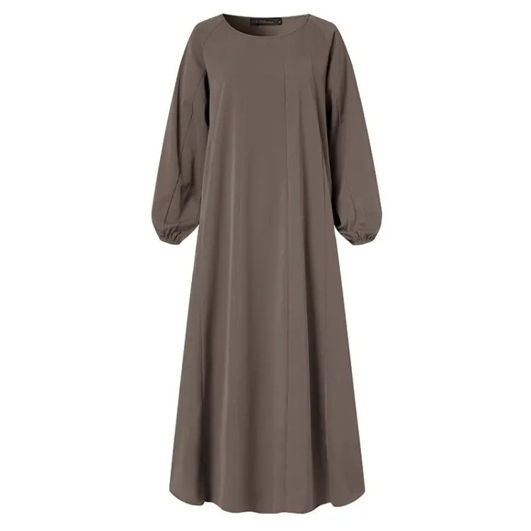 Robe décontractée ample de couleur unie pour femmes musulmanes islamiques robe en coton cachemire vêtements et accessoires musulmans traditionnels