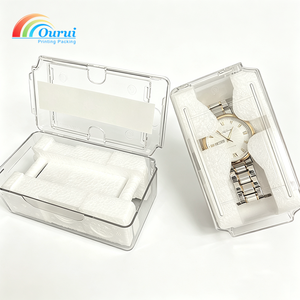 Ourui Acrylic Rectangle <b>Watch</b> Box With Snap Closure Protective Plastic Inner <b>Case</b> For <b>Watch</b> Storage - Product Image 2