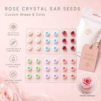Autocollants auriculaires en strass rose, graines de pression auriculaire en cristal, patch de soin pour la santé