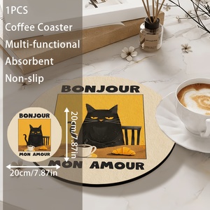 <span class=keywords><strong>Tappeto</strong></span> da <span class=keywords><strong>bagno</strong></span> retrò francese con gatto <span class=keywords><strong>nero</strong></span>, caffè e croissant, antiscivolo e super assorbente, lavabile e facile da pulire - Product Image 5