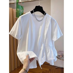 Camicia da <span class=keywords><strong>donna</strong></span> slim fit a maniche corte con design irregolare e vita accentuata, nuova <span class=keywords><strong>collezione</strong></span> estiva 2026, all'ingrosso per boutique - Product Image 2