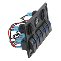 Panneau de commutation 24V 12V à 6 boutons avec voltmètre numérique, testeur, chargeurs USB 3.0, interrupteur à bascule, adaptateur d'alimentation pour voiture, bateau, caravane