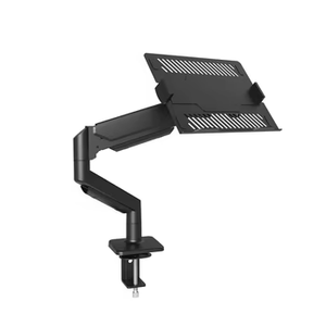 Подставка для ноутбука KHCOOHOO, стальная, черная, регулируемая по высоте, с газовой пружиной и охлаждающим поддоном, для ноутбуков 13-32 дюймов, грузоподъемность 9 кг, крепление на C-образный кронштейн, настраиваемая - Product Image 1