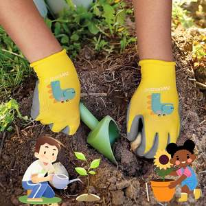 ZWERKZEUG 3 أزواج من قفازات العمل للأطفال، طبقة من اللاتكس الطبيعي، نسيج مطاطي، طلاء على راحة اليد، مطلي بالمطاط، رسومات ديناصورات، متعدد الألوان - Product Image 5