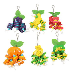 Perchoir en bois massif pour perroquets oiseau fournitures fruits mâcher jouets éducatifs balançoires à cordes fournitures de dentition usine Carton - Product Image 1