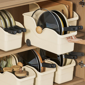 Cabinet <b>Storage</b> <b>Box</b> With Wheels Rectangle Cream Color Large Capacity <b>Kitchen</b> Organizer For Home Use - Product Image 1