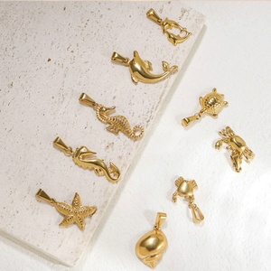 Collares con Colgantes de Animales Marinos Populares: Tortuga, Concha, Delfín, Cangrejo, Accesorios de Acero Inoxidable - Product Image 1