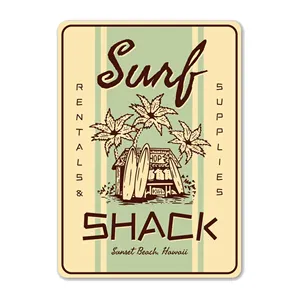 Surf Shack Sign Surfboard Rentals Surfer Hangout Shack Decor Paradise Sunset Beach Surfer Gifts Quality Metal Sign 8x12inch