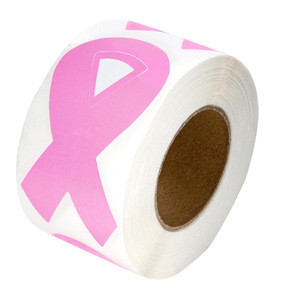 Pegatinas de Concienciación con Cinta Rosa, Etiquetas Autoadhesivas BOPP para Actividades Promocionales - Product Image 1