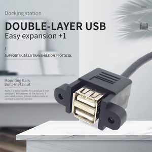 0.3M/0.5Mブラックデュアル<span class=keywords><strong>USB</strong></span> 2.0パネルマウントタイプ女性からデュポンへ9ピンコンピュータPCケースネジ穴付きケーブルを組み立てます - Product Image 2