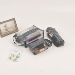 New Mesh <b>Transparent</b> Cosmetic <b>Bags</b> Small Large Clear Black <b>Makeup</b> <b>Bag</b> Portable Travel Toiletry Organizer Lipstick Storage Pouch - Product Image 5